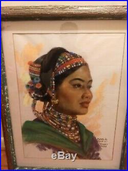 Philippines Filipino Painting 1951 Ifugo tribe signed rare gouache painting