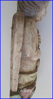 Philippines Folk Art Wood Hand Carved & Painted Pastel Angel 17