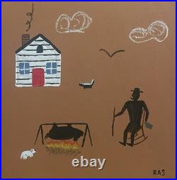 Pig Roast Original Folk Art Painting Randall Stephens