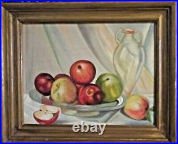 Pr of Vintage Original Framed Oil Paintings Apples & Oranges/Fruit Still Lifes
