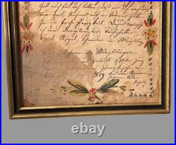 Primitive Antique Country Folk Art Pennsylvania Dutch Watercolor Fraktur Ptg