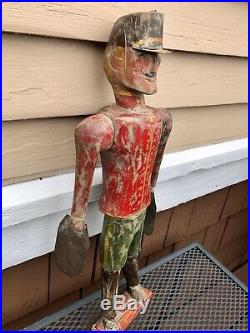 Primitive Antique Folk Art Soldier Whirligig, Hand Carved, Painted