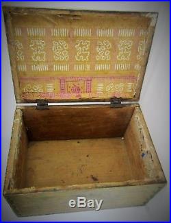 Primitive Folk Art Mid 19th Century Hand-Painted Document Storage Box or Chest
