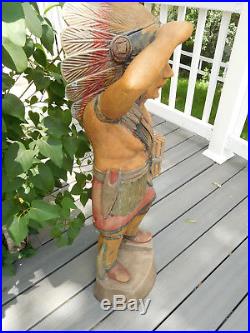 Primitive Hand Carved Folk Art 3 Foot Cigar Store Indian Statue FREE SHIPPING