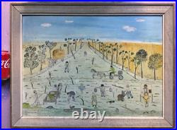 Primitive Naive Amish painting by George Kraus titled Ready for the Market