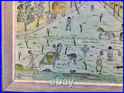 Primitive Naive Amish painting by George Kraus titled Ready for the Market