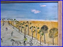 Primitive Naive Amish painting by George Kraus titled Ready for the Market