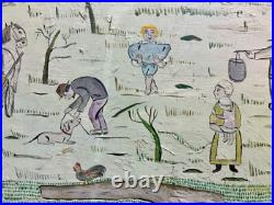 Primitive Naive Amish painting by George Kraus titled Ready for the Market
