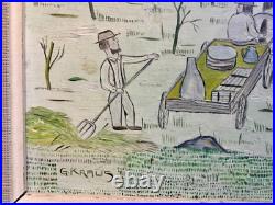 Primitive Naive Amish painting by George Kraus titled Ready for the Market