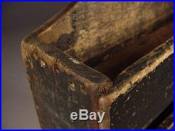 Primitive New England Triple Wall Box or Candle Box in Old Black Paint Folk Art