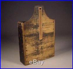 Primitive New England Triple Wall Box or Candle Box in Old Black Paint Folk Art