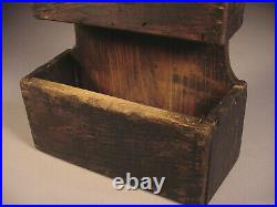 Primitive Triple Wall Box or Candle Box in Old Black Paint Folk Art