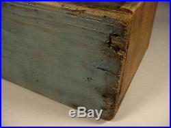 Primitive Wooden Sconce or Candle Box Shelf in Blue Paint Nice Size Folk Art