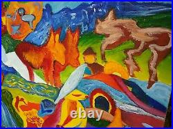 Psychedelic Art, Abstract Art, Folk Art, Folk Art Painting, Animals, Animal Art