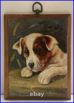 Puppy Resting on the Cut Wheat Memento Mori Scythe Vanitas A. GATA 1304AG