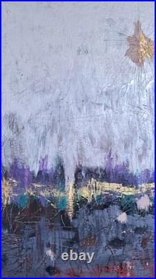 Purple gold acrylic abstract The Big Day #001 Limited 1/1 Series of 7 signed