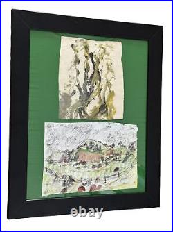 Purvis Young Original Abstract Saints Painting + One Print Framed, Green