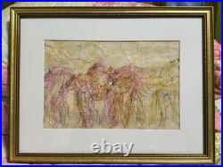 Purvis Young Wild Horses Signed Mixed Media Original