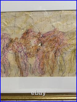 Purvis Young Wild Horses Signed Mixed Media Original