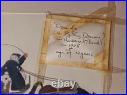 RARE PAINTING 1928 Water Color By 12 Yr Old, Peter Dewey, Warsaw Poland ORIG