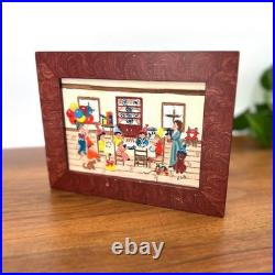 RARE Vintage Original Nancy Stewart Bassford Birthday Party Folk Art Painting