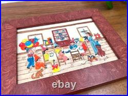 RARE Vintage Original Nancy Stewart Bassford Birthday Party Folk Art Painting