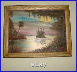 R A Beaudoin Florida Highwaymen Painting Everglades Beach River Bird Folk Art