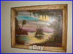 R A Beaudoin Florida Highwaymen Painting Everglades Beach River Bird Folk Art