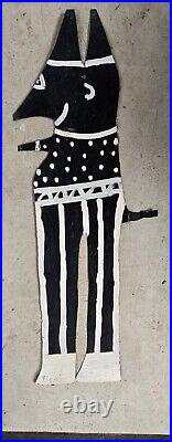 R. A. Miller Folk Art Painting Black Devil Metal Cut Out Signed