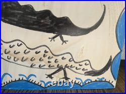 R. A. Miller Folk Art Snake Alligator Monster Lord Love You Marker on Wood Panel R. A. Miller Folk Art Snake Alligator Monster Lord Love You Marker on Wood Panel