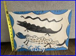 R. A. Miller Folk Art Snake Alligator Monster Lord Love You Marker on Wood Panel R. A. Miller Folk Art Snake Alligator Monster Lord Love You Marker on Wood Panel
