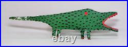 R A Miller Green Alligator Painting on Metal Cut Out Outsider Art Folk Art 41
