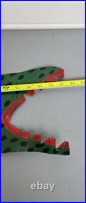 R A Miller Green Alligator Painting on Metal Cut Out Outsider Art Folk Art 41