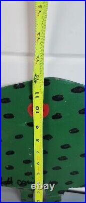 R A Miller Green Alligator Painting on Metal Cut Out Outsider Art Folk Art 41