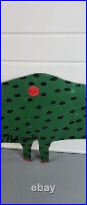 R A Miller Green Alligator Painting on Metal Cut Out Outsider Art Folk Art 41