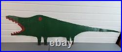 R A Miller Green Alligator Painting on Metal Cut Out Outsider Art Folk Art 41