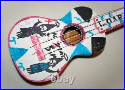 R A Miller Outside Original American Folk Art Masterpiece Painted Ukulele Guitar