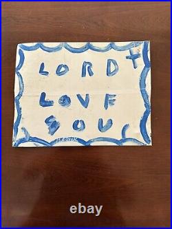 R A Miller folk art Painting Lord + Love You 1983 12x15 Inches On Metal