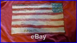 R. A. Miller folk art paintings on metal 2 SIDED American Flag