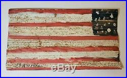 R. A. Miller painted Corrugated Metal American Flag c. 1990 Folk Outsider Art