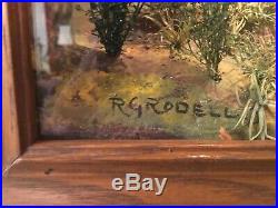 R G Rodell DIORAMA Hand Carved & Painted Canadian Geese, Shadowbox Folk Art Vtg