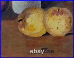 R. H. Zimels Signed Vintage Antique Oil Painting Still Life Folk Art Naive 20th C