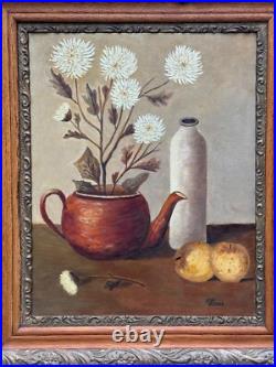 R. H. Zimels Signed Vintage Antique Oil Painting Still Life Folk Art Naive 20th C