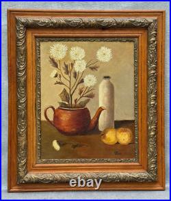 R. H. Zimels Signed Vintage Antique Oil Painting Still Life Folk Art Naive 20th C