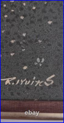 R. Iyuins Original Oil on Canvas Primitive Folk Art Farm Scene 21.5 X 25.5