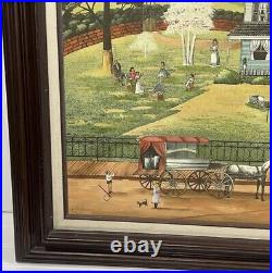 R. Smith Americana Folk Art Oil Painting Country Living Signed