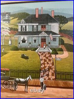 R. Smith Americana Folk Art Oil Painting Country Living Signed