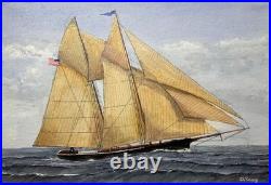 Racing Yacht HENRIETTA Orig Painting by Pennsylvania Artist David Young
