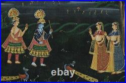 Radha Krishna Painting Of Krishna & Radha Hindu Religious Folk Art 30x14 Inches