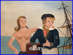 Ralph Cahoon, Folk Art Painting, Sailor and Mermaid